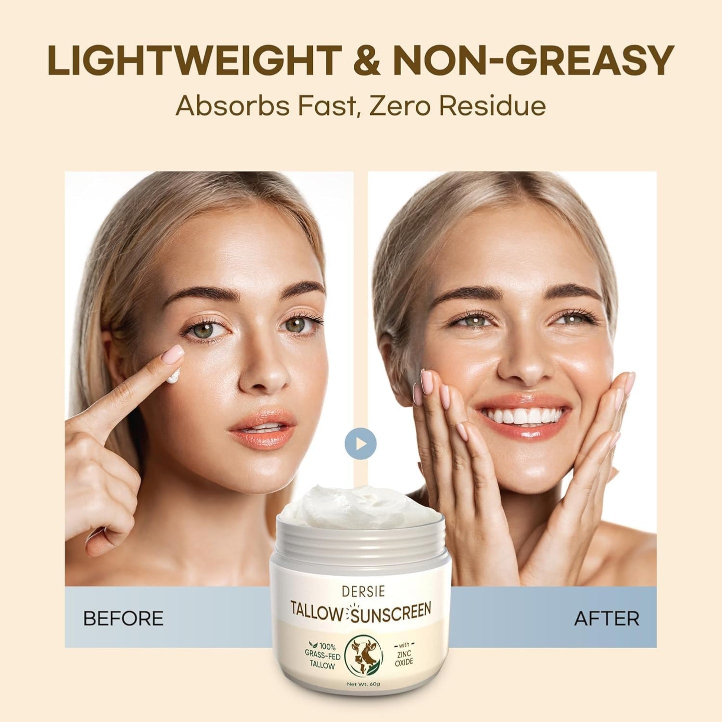 Beef Tallow Sunscreen with Zinc Oxide