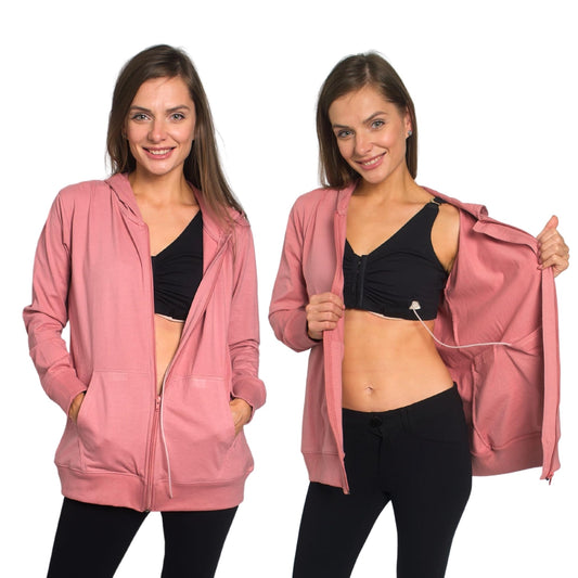 Mastectomy Recovery Hoodie Sweatshirt with Drain Pockets