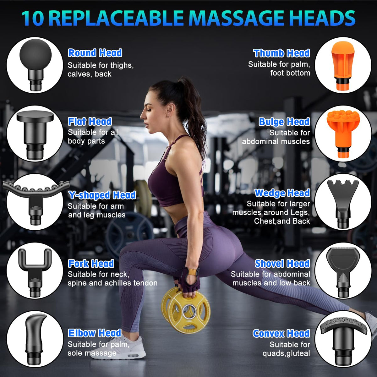 TOLOCO Massage Gun, Deep Tissue Back Massage for Athletes for Pain Relief, Percussion Massager with 10 Massages Heads