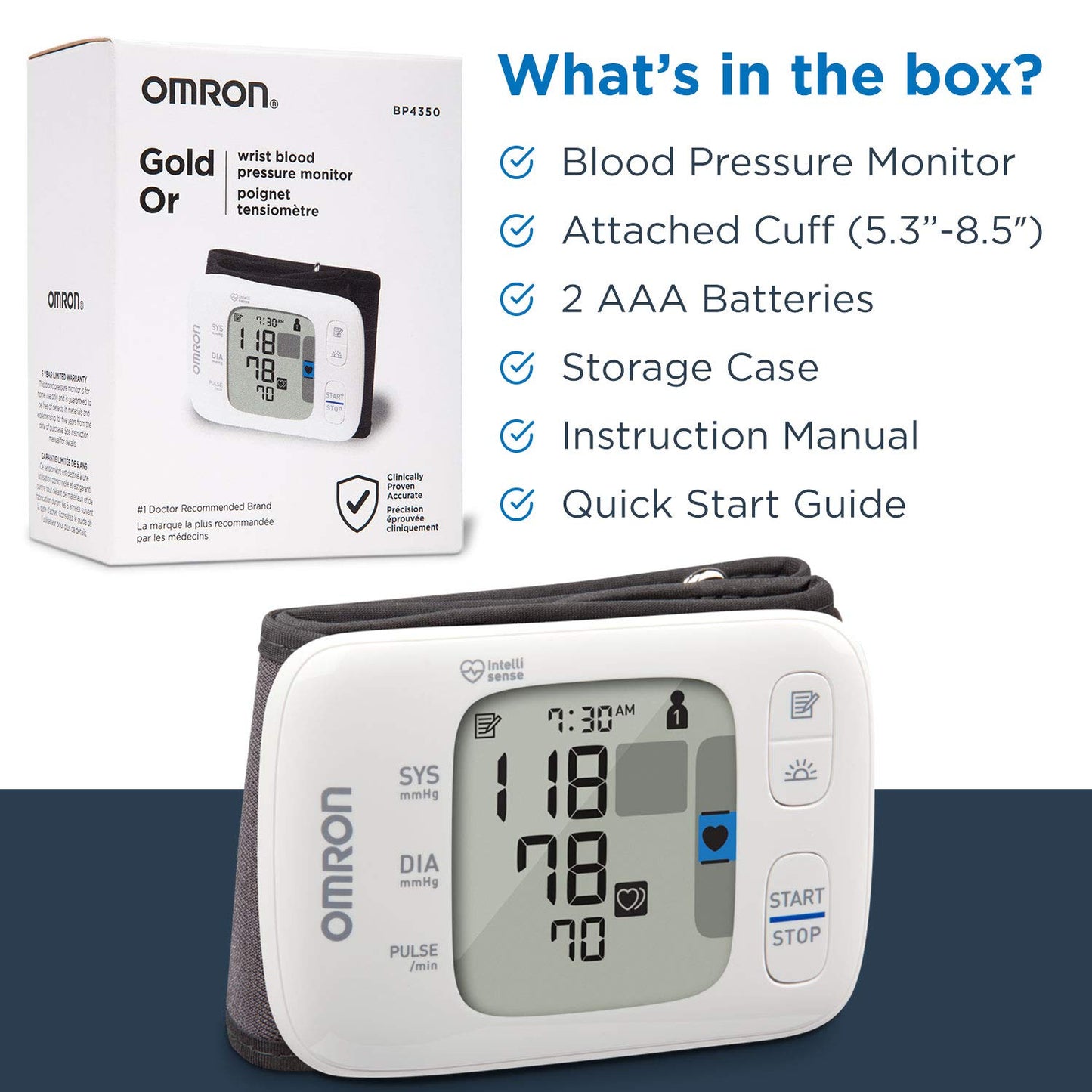 OMRON Gold Blood Pressure Monitor - Clinically Validated Wrist Blood Pressure Monitor