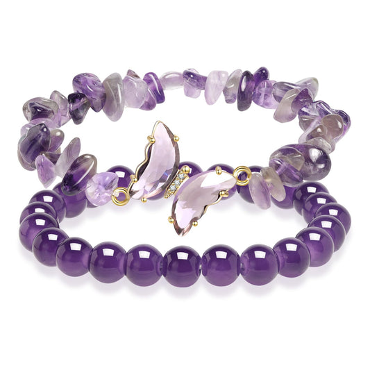 Artlunar Butterfly Bracelets Healing Bracelet (Purple)