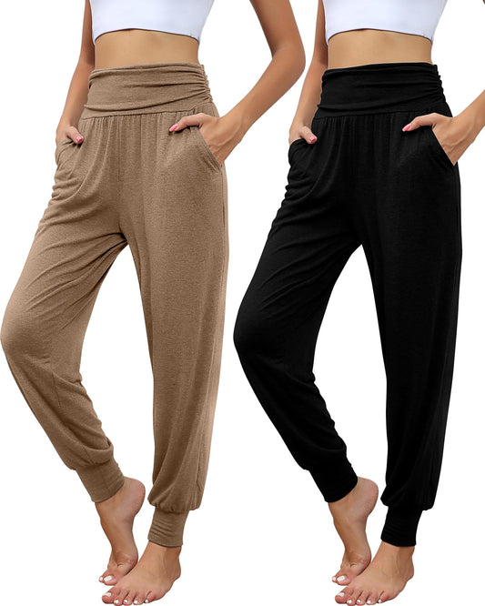 2 Pack Women's Yoga Joggers, Cozy Sweatpants