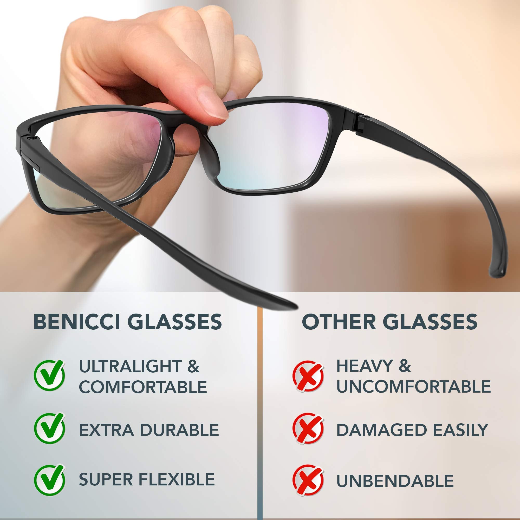 Stylish Blue Light Blocking Glasses for Women or Men  w/Case