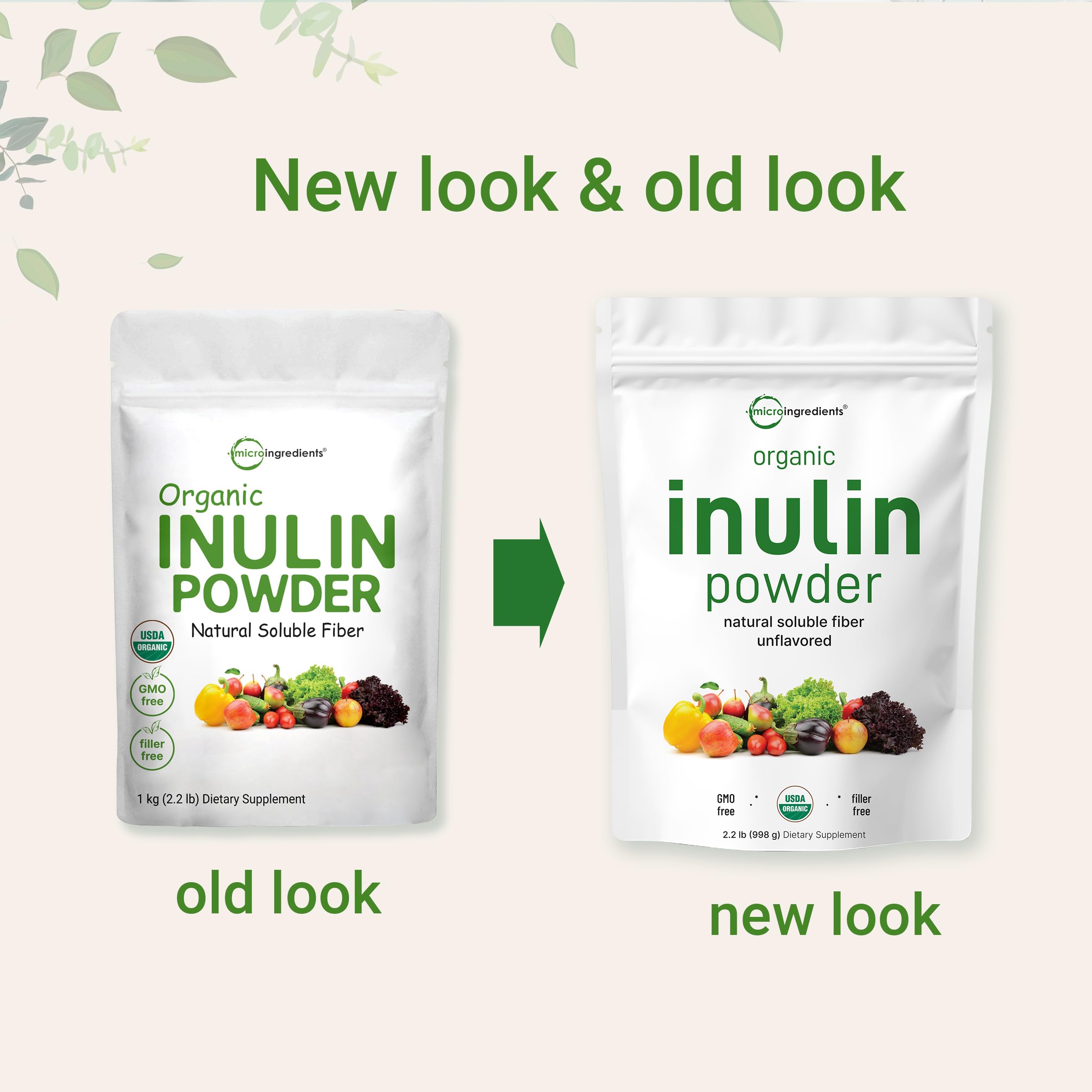 Micro Ingredients Organic Inulin FOS Fiber Powder, 2.2 lb