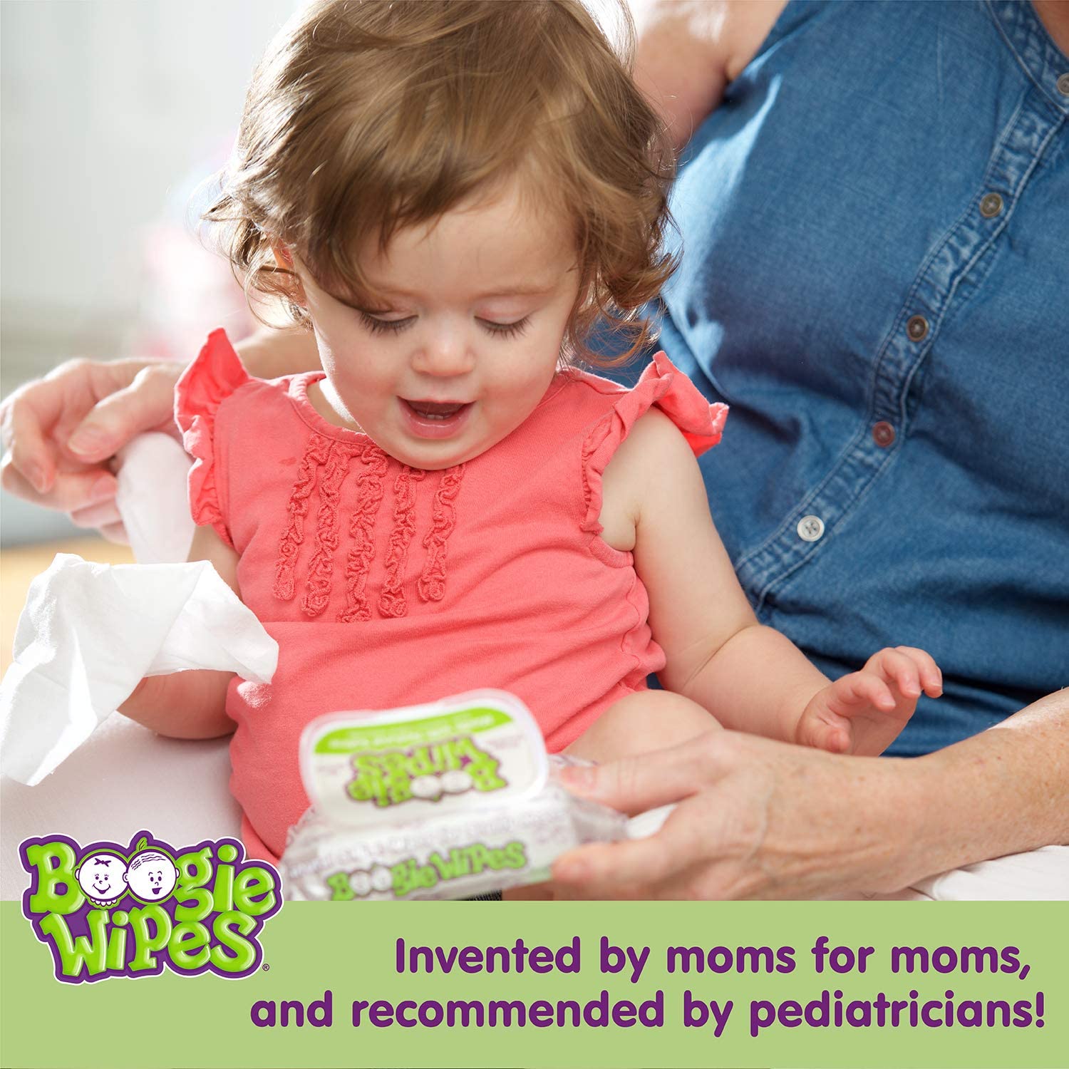 Baby Saline Wipes by Boogie for Face, Body & Nose, for Baby and Kids Made with Natural Saline, Grape Scent, 180 Count (Pack of 6)