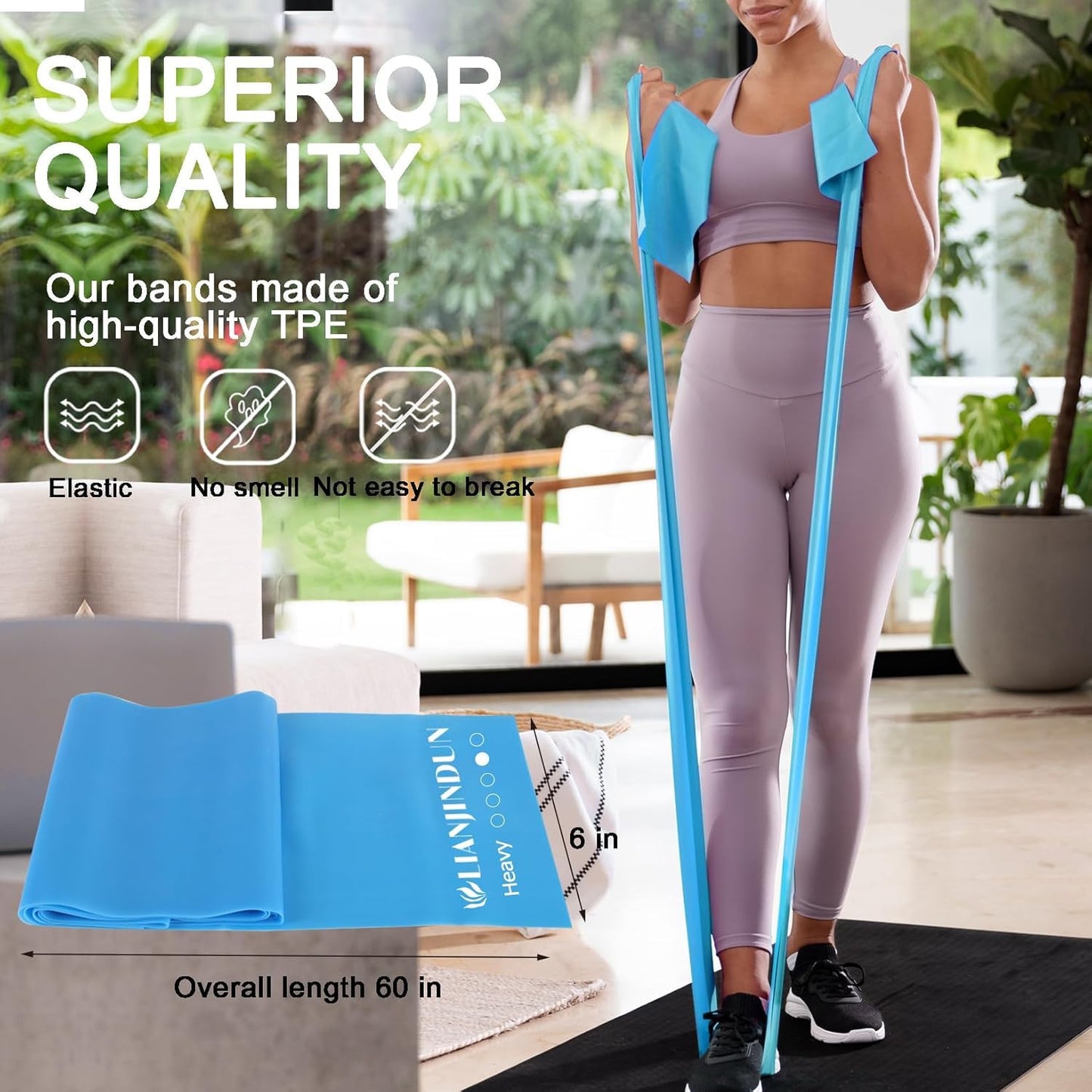 5 Pcs Professional Resistance Bands. Latex-Free, Elastic Band, Work Out Bands