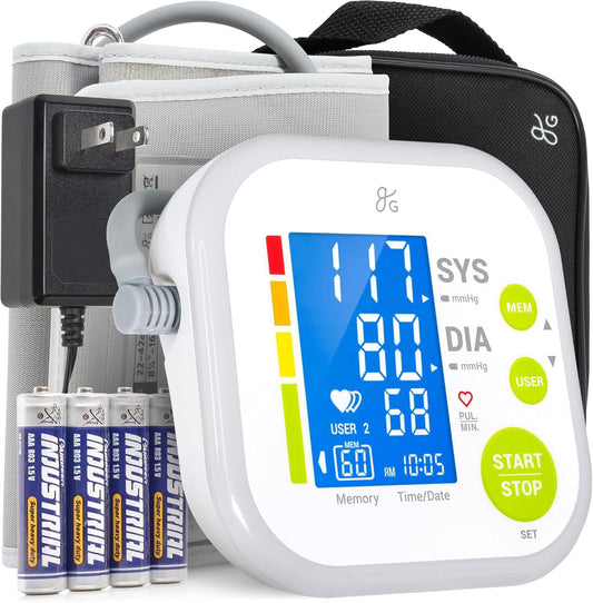 Greater Goods Blood Pressure Monitor - Complete BP Machine Kit with Wall Adapter and Premium Comfort Cuff
