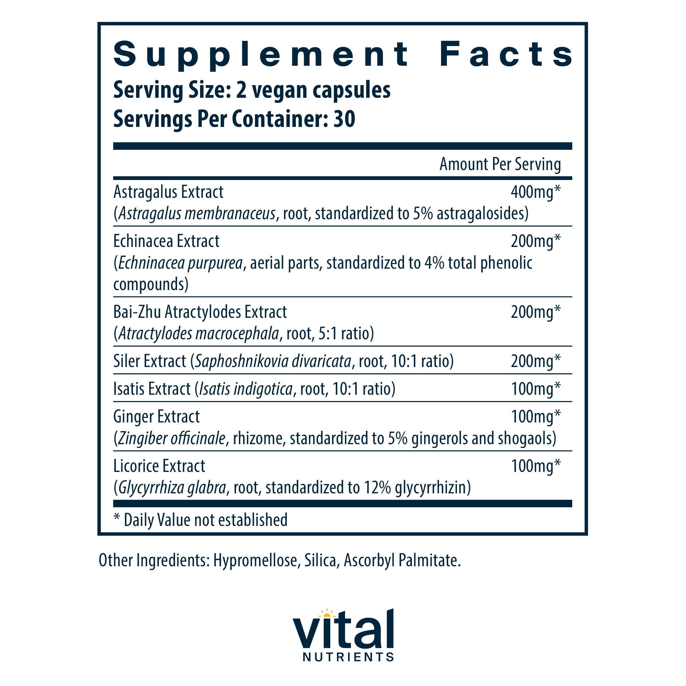 Vital Nutrients Immune Support | Herbal Immune System Support Supplement | Vegan Antioxidant and Immunity Supplement, 60 Capsules