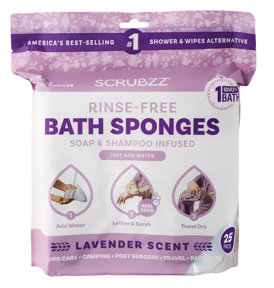 Disposable No Rinse Bathing Wipes - 25 Pack