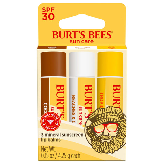 Burt’s Bees SPF 30 Lip Balm, 3 Tubes, 0.15 oz