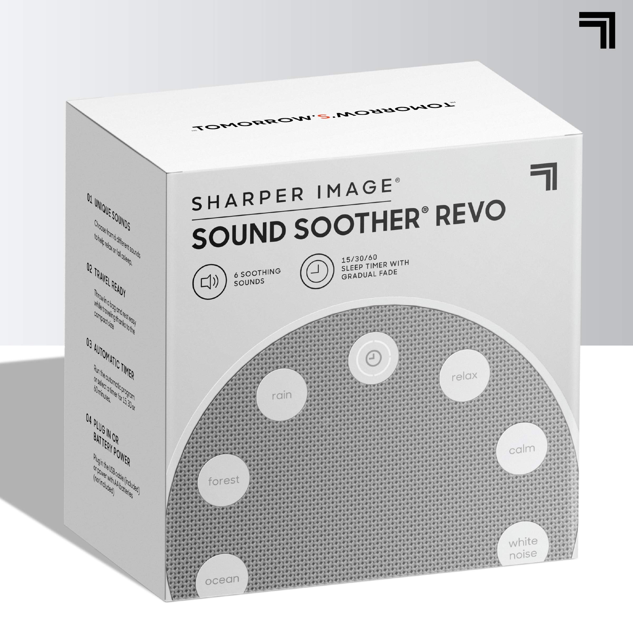 Sharper Image White Noise Sound Machine, 6 Soothing Nature Soundscapes
