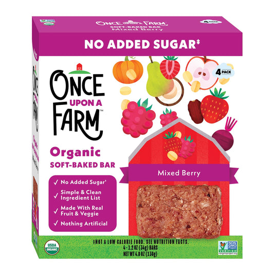 Once Upon A Farm Organic Mixed Berry Soft-Baked Bars, 4 Count