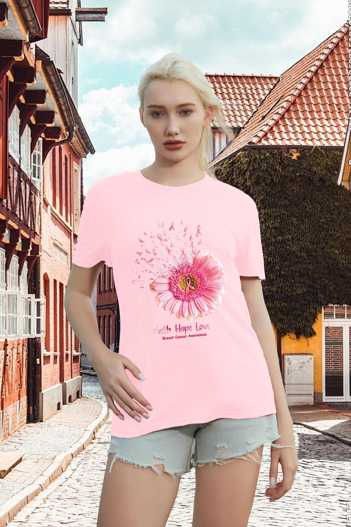 Breast Cancer Shirt Sunflower Pink Ribbons