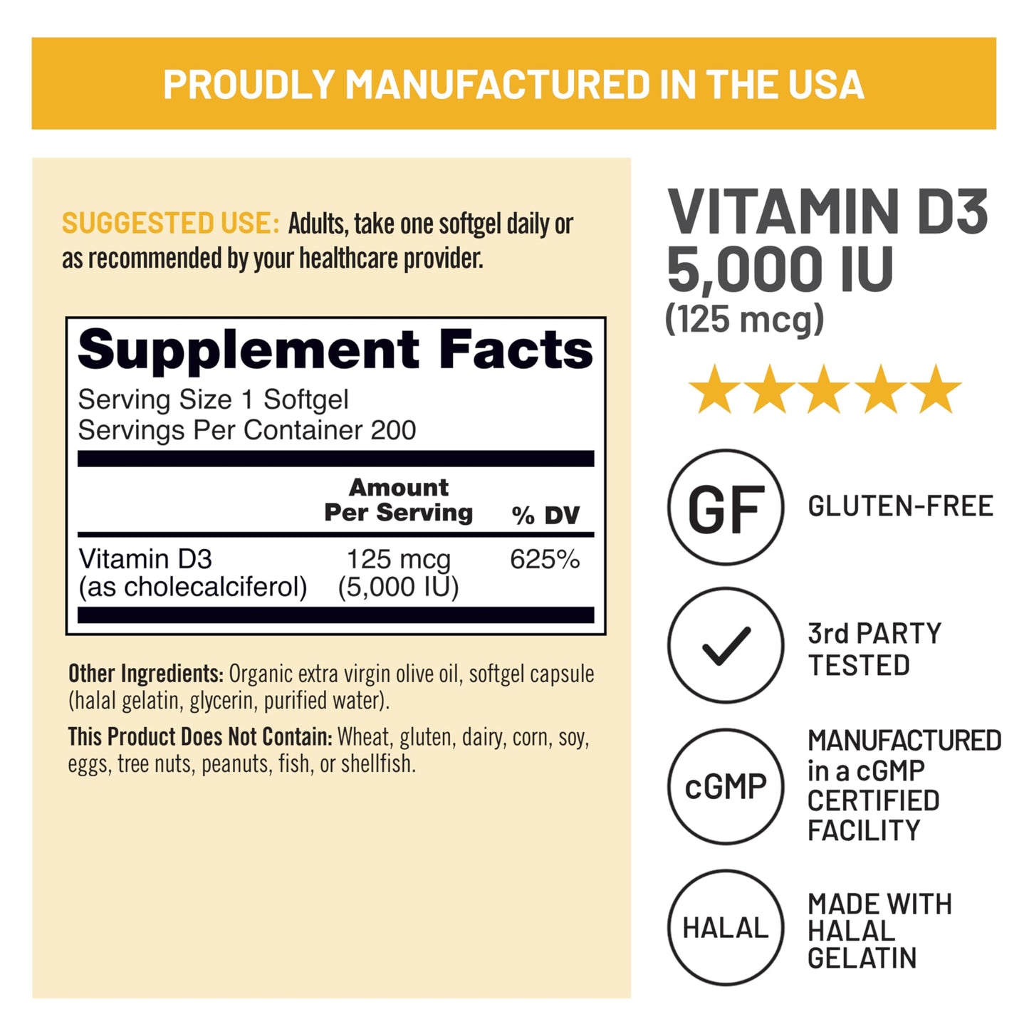 NatureWise Vitamin D3 5000iu (125 mcg) 200-Day Supply for Immune Support,(Mini Softgel), 200 Count
