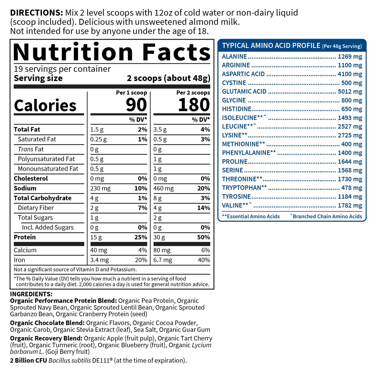 Garden of Life Organic Vegan Protein Powder with Probiotics, 19 Servings, Chocolate