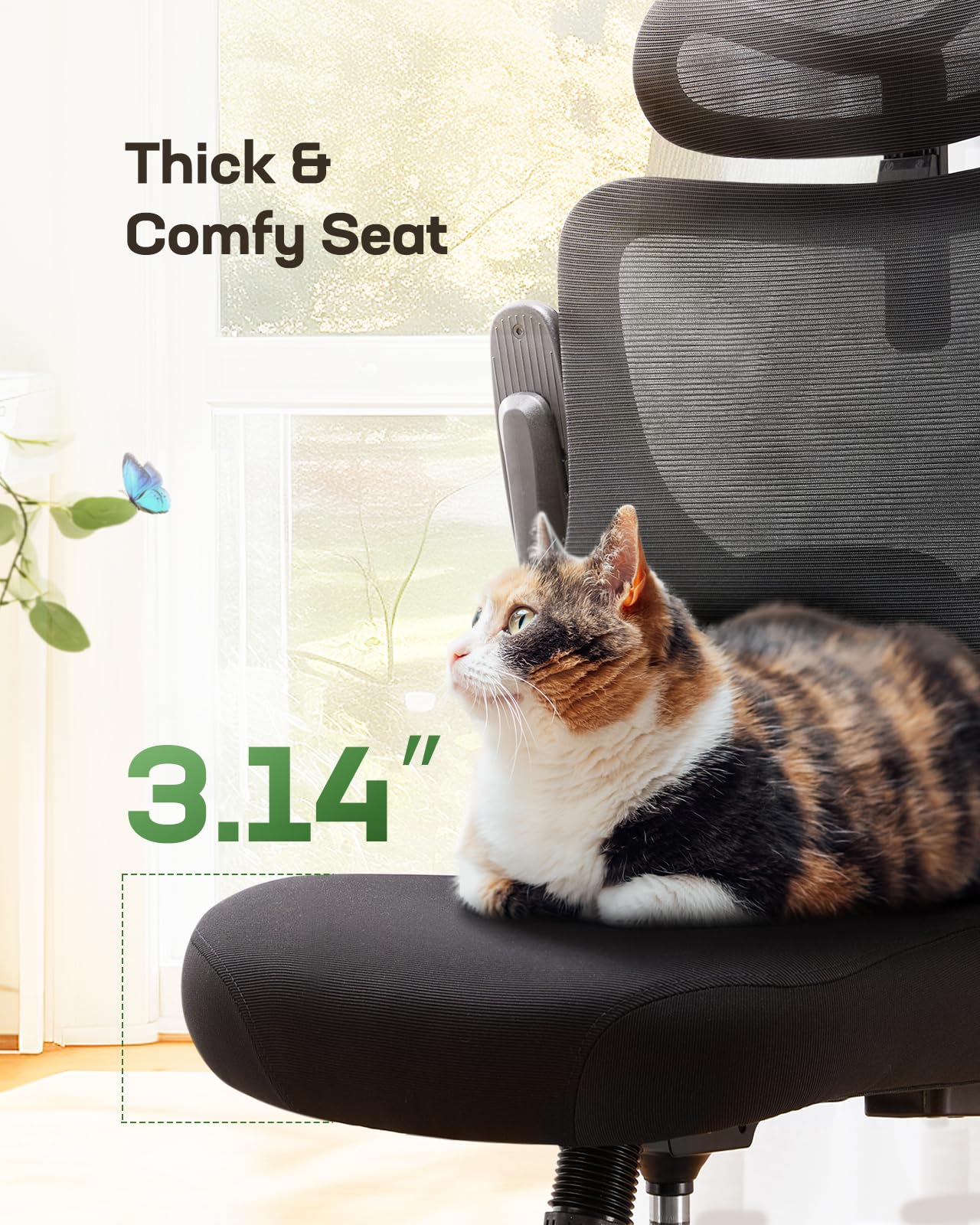 Marsail Ergonomic Office Chair: Office Computer Desk Chair with High Back Mesh and Adjustable Lumbar Support,3D Armrests and Headrest