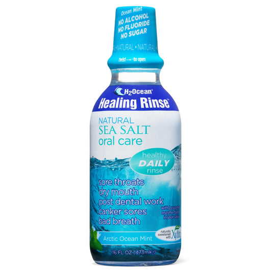 H2Ocean Healing Rinse Natural Sea Salt Oral Care - Mouth Rinse for Oral Care- Arctic Ocean Mint, 16 oz