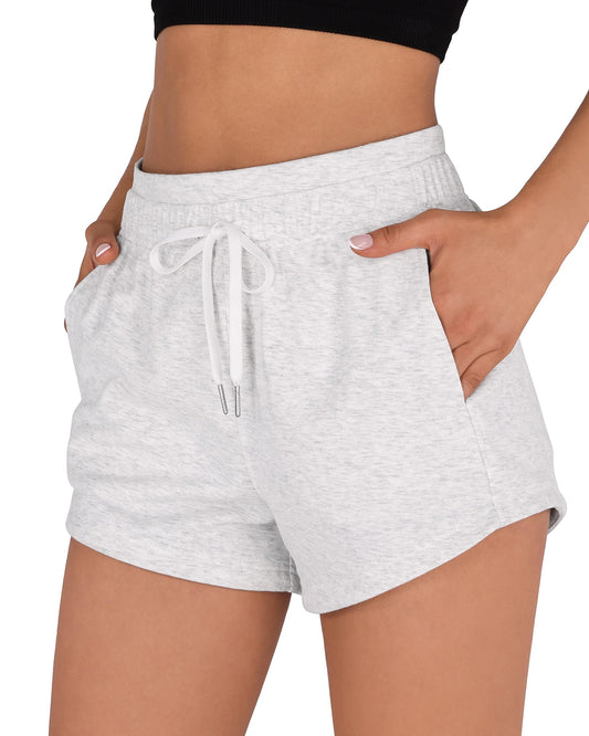 Women's Sweat Shorts with Pockets Cotton French Terry Drawstring