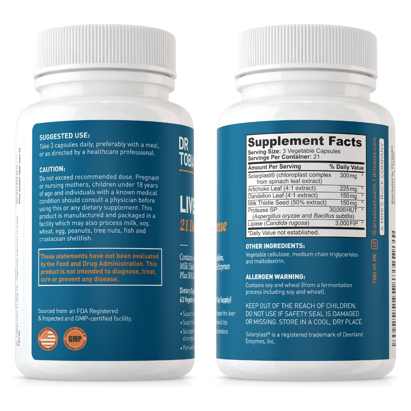 Dr. Tobias Liver 21 Day Cleanse, Herbal Liver Detox Cleanse, 63 Vegetable Capsules (3 Daily)