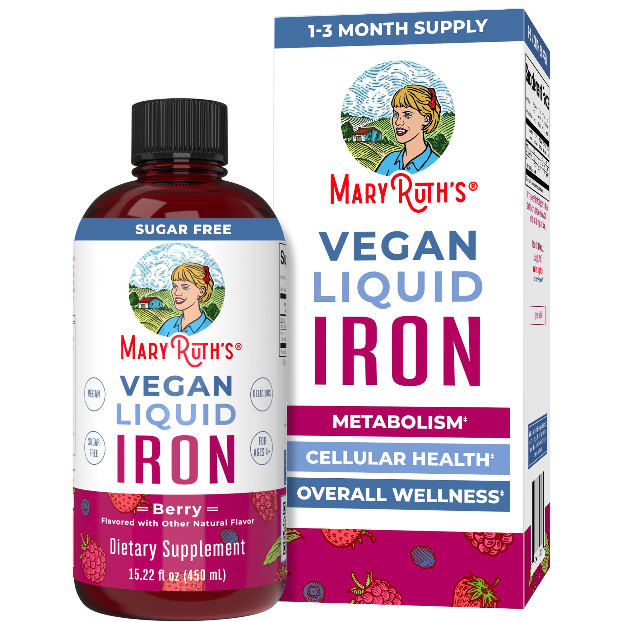 MaryRuth Organics Iron Supplement for Women Men & Kids, Liquid Iron Supplement for Women Men & Kids, 15.22 Fl Oz