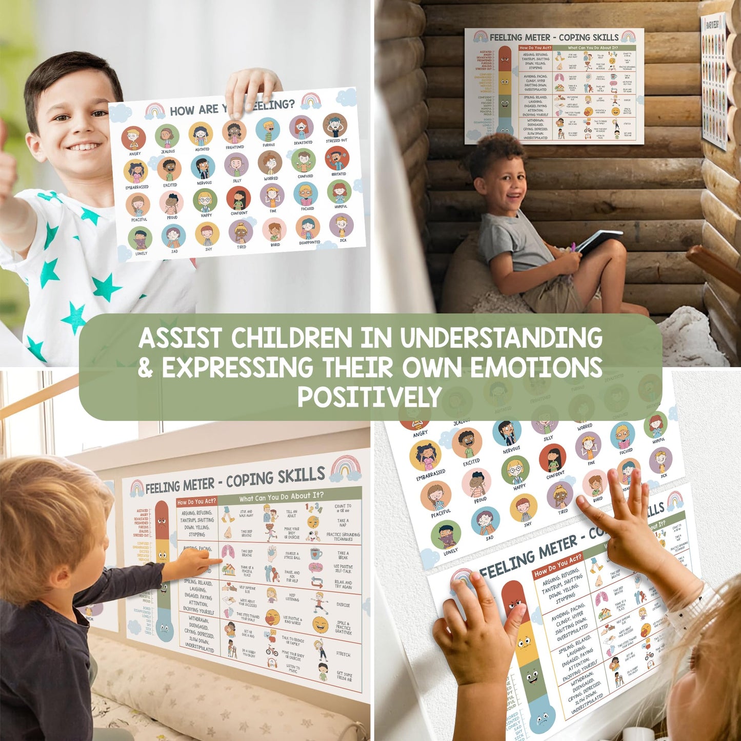 Feelings Chart for Kids - Coping Skills Emotions Chart Poster