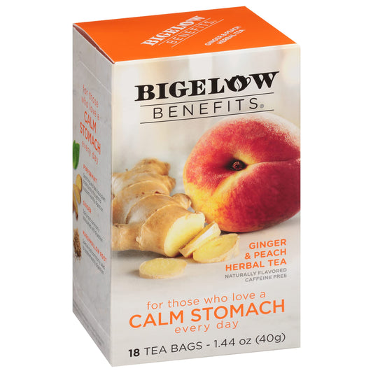 Bigelow Tea Benefits Calm Stomach Ginger Peach Herbal Tea