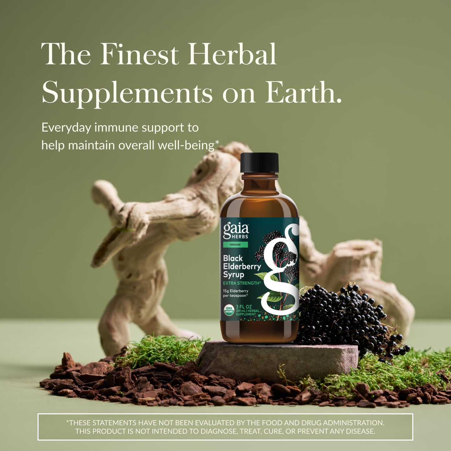 Gaia Herbs Black Elderberry(Sambucus Nigra) Syrup Extra Strength, 3 Fl Oz(18-Day Supply)