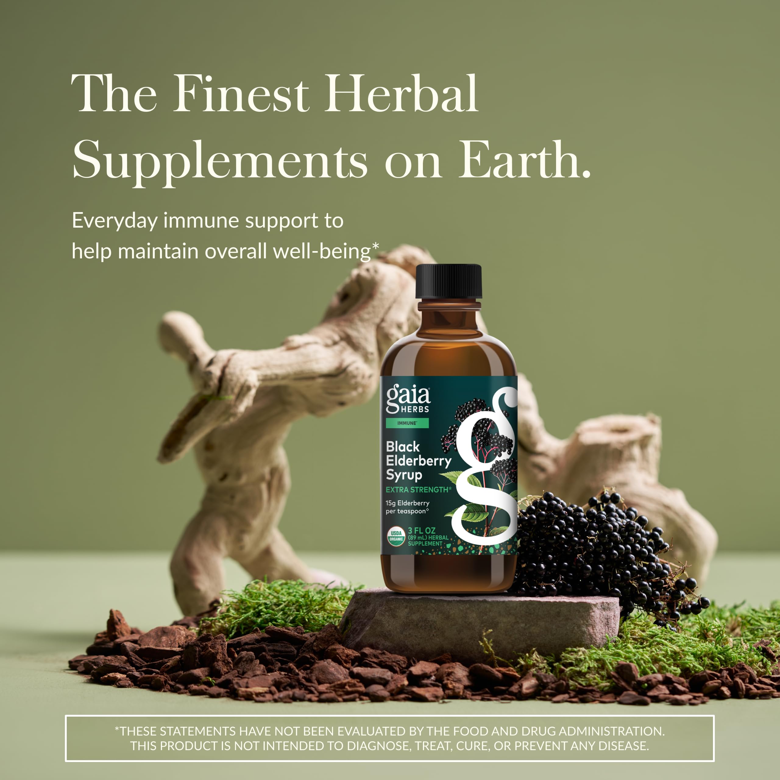 Gaia Herbs Black Elderberry(Sambucus Nigra) Syrup Extra Strength, 3 Fl Oz(18-Day Supply)