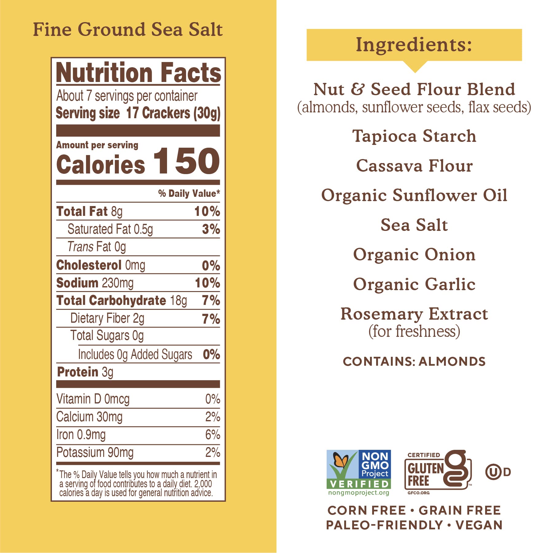 Simple Mills Almond Flour Crackers, Family Size, Fine Ground Sea Salt