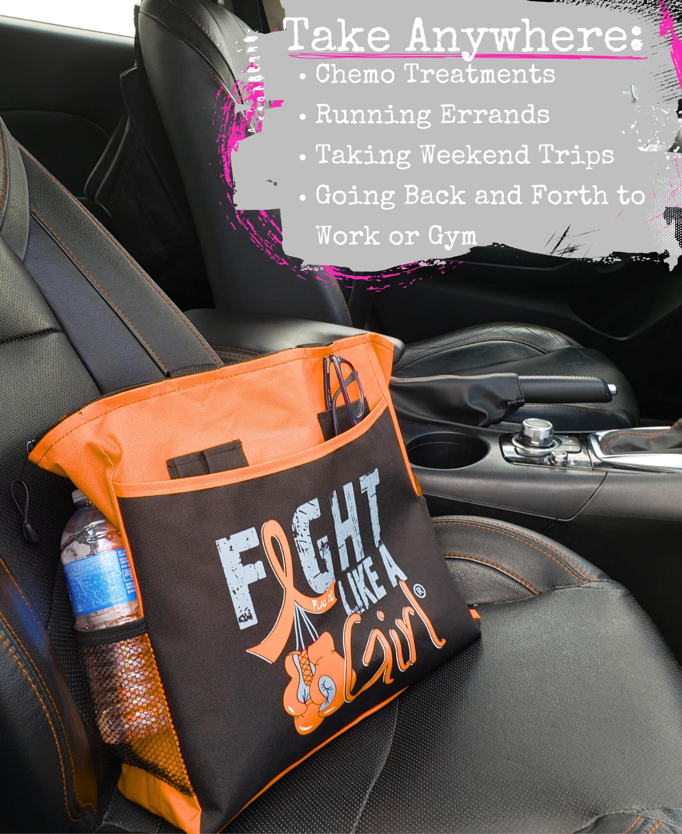 Fight Like a Girl Knockout Dakota 5-Pocket Tote Bag for Leukemia, Multiple Sclerosis, Kidney Cancer Awareness - Orange