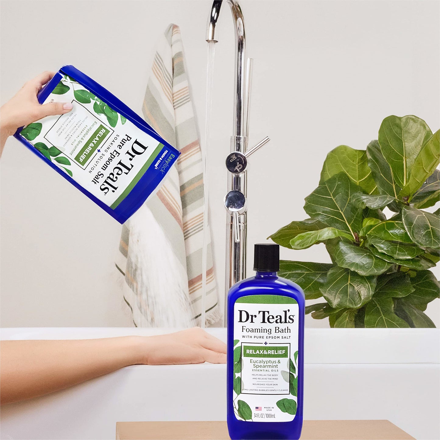 Dr Teal's Epsom Salt Magnesium Soak, Relax & Relief with Eucalyptus and Spearmint, 3 lbs (Pack of 4)