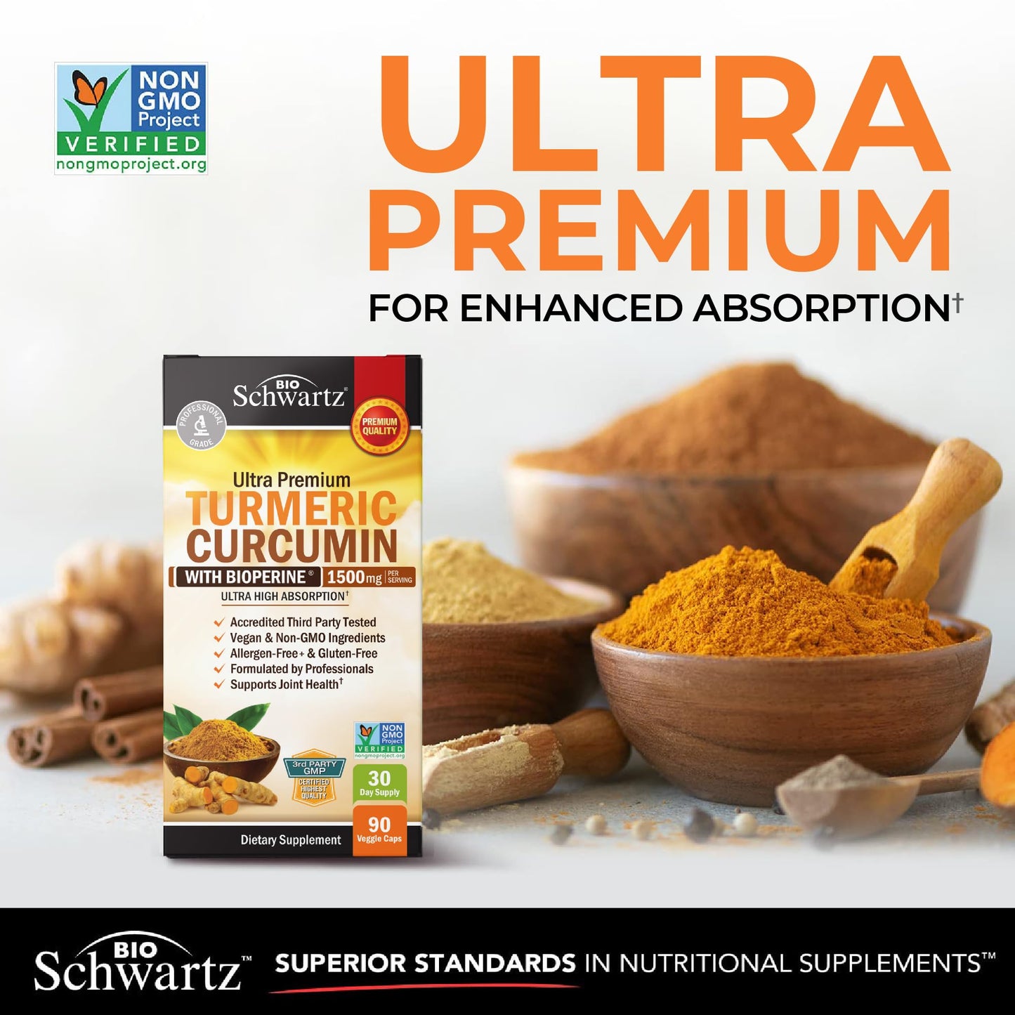 Turmeric Curcumin with Black Pepper Extract 1500mg- 90 Capsules