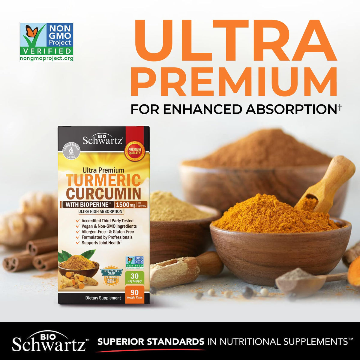 Turmeric Curcumin with Black Pepper Extract 1500mg- 90 Capsules