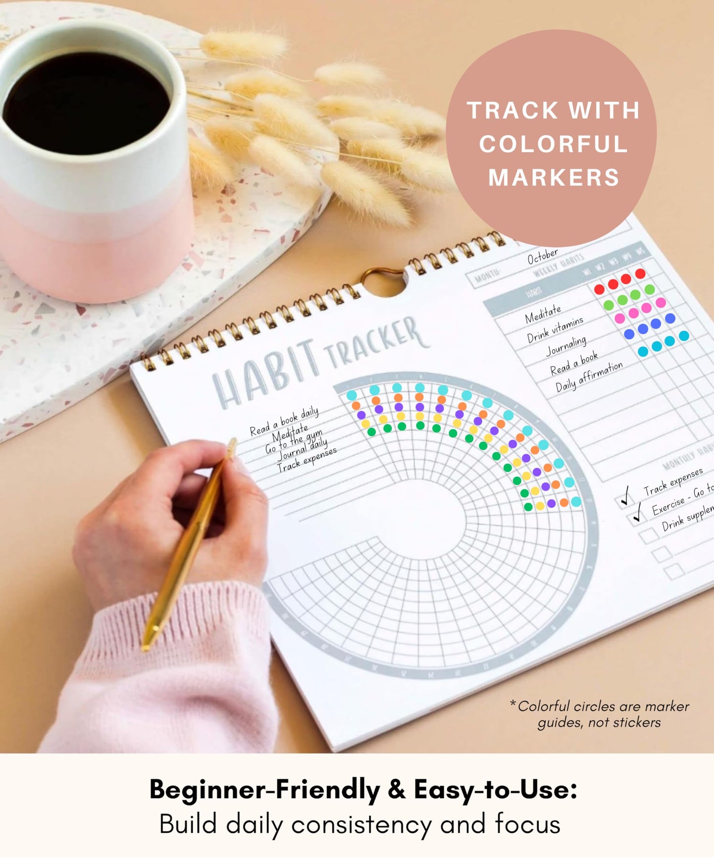 Lamare Habit Tracker Calendar – Premium Daily Habit Tracker Journal and Goal Board