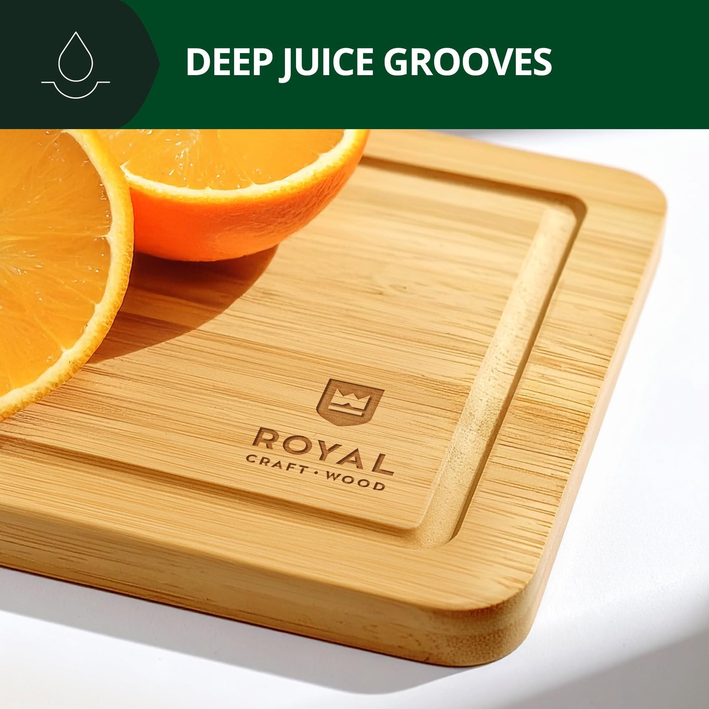 Wooden Cutting Boards for Kitchen Meal Prep & Serving - Bamboo Wood Cutting Board Set