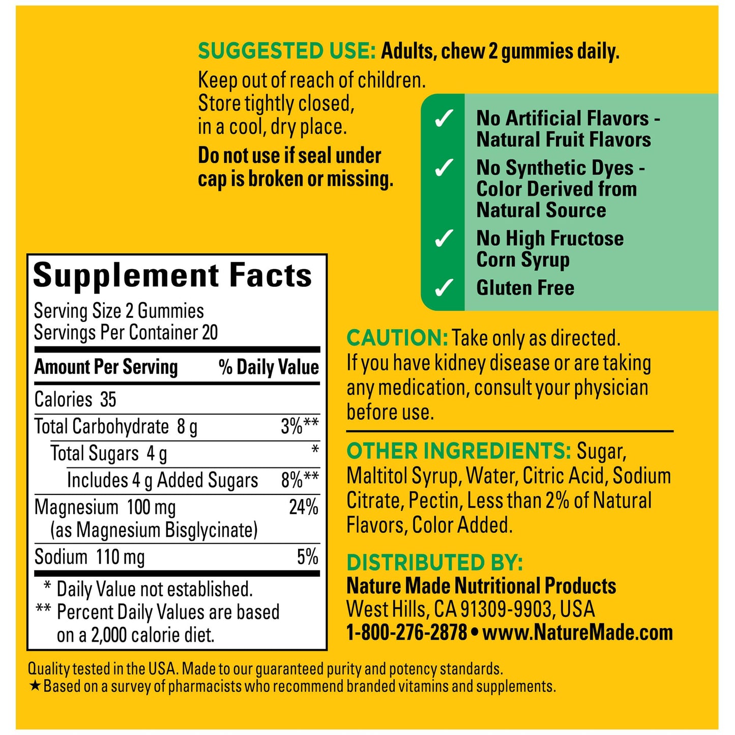 Nature Made High Absorption Magnesium Glycinate Gummies 100 mg
