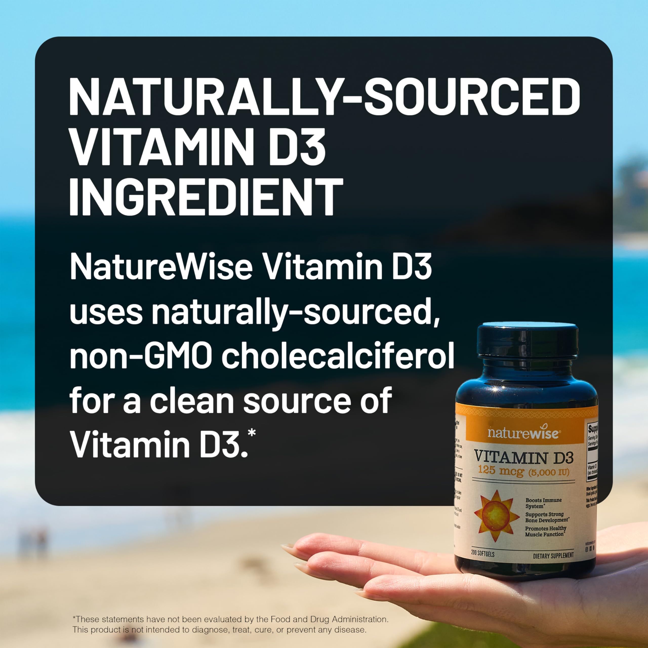 NatureWise Vitamin D3 5000iu (125 mcg) 200-Day Supply for Immune Support,(Mini Softgel), 200 Count