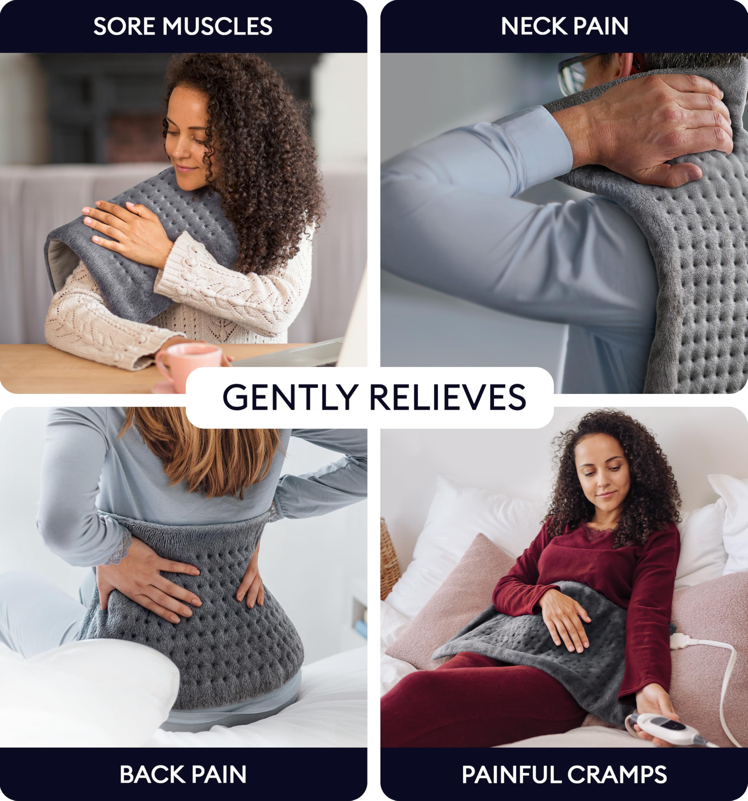 Large Electric Heating Pad for Back Pain & Cramps Relief