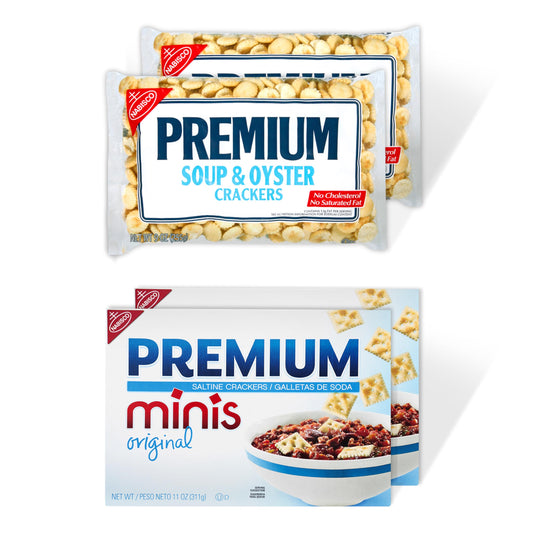 Premium Saltine Crackers Variety Pack, 2 Mini and 2 Soup & Oyster Crackers