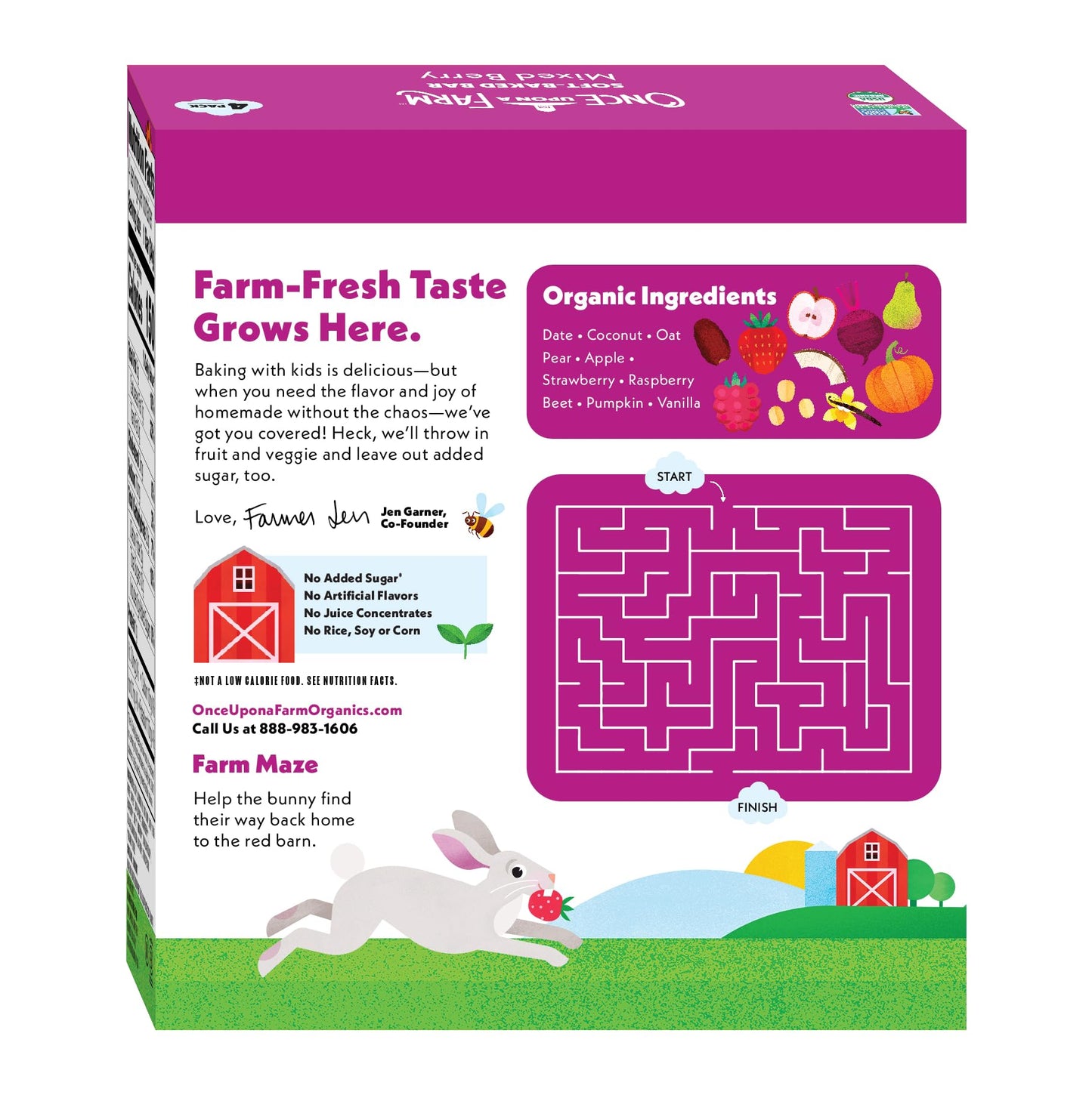 Once Upon A Farm Organic Mixed Berry Soft-Baked Bars, 4 Count