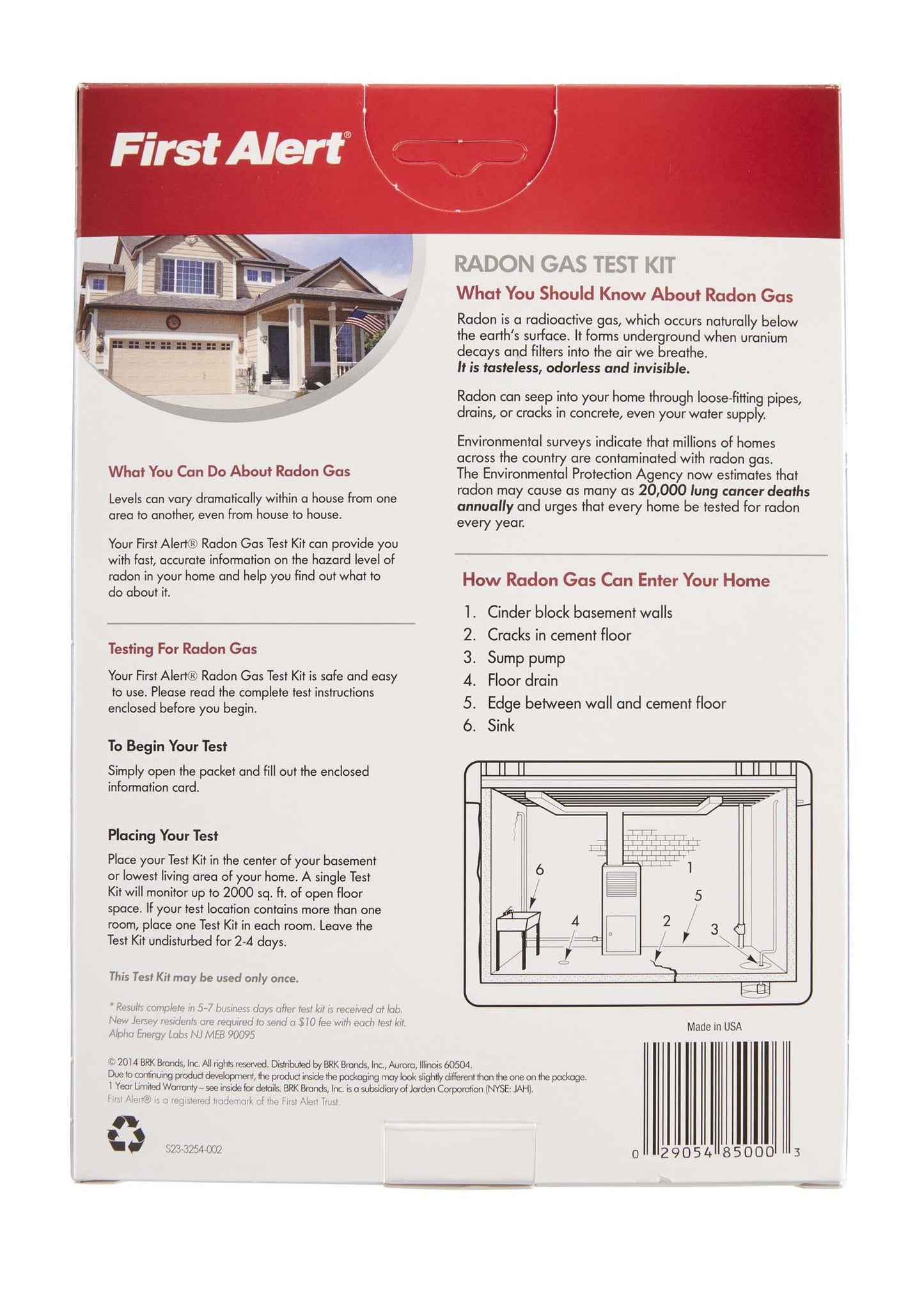 First Alert Radon Gas Test Kit, RD1