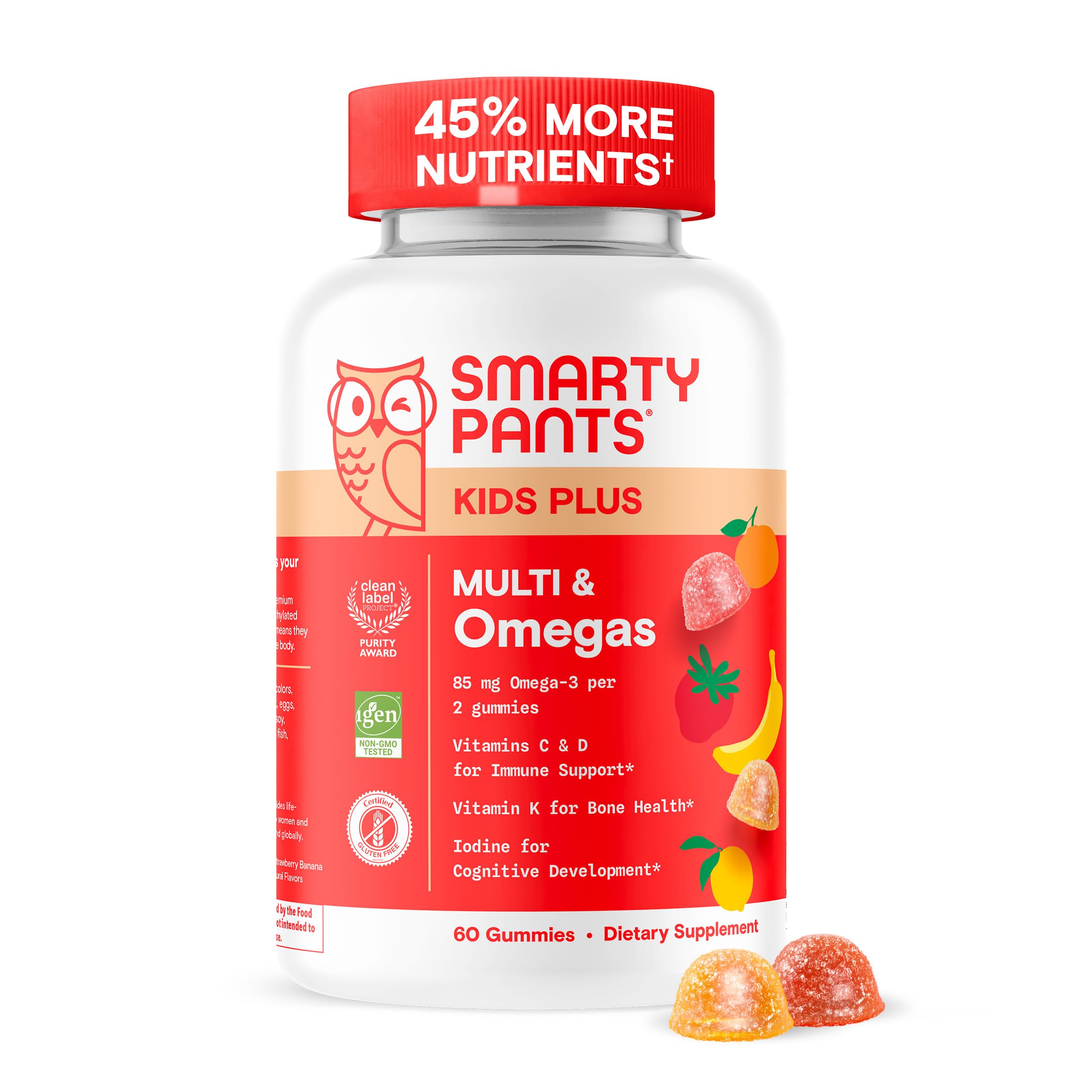 SmartyPants Kids Multivitamin Gummies - Improved Formula:  60 Count (30 Day Supply)