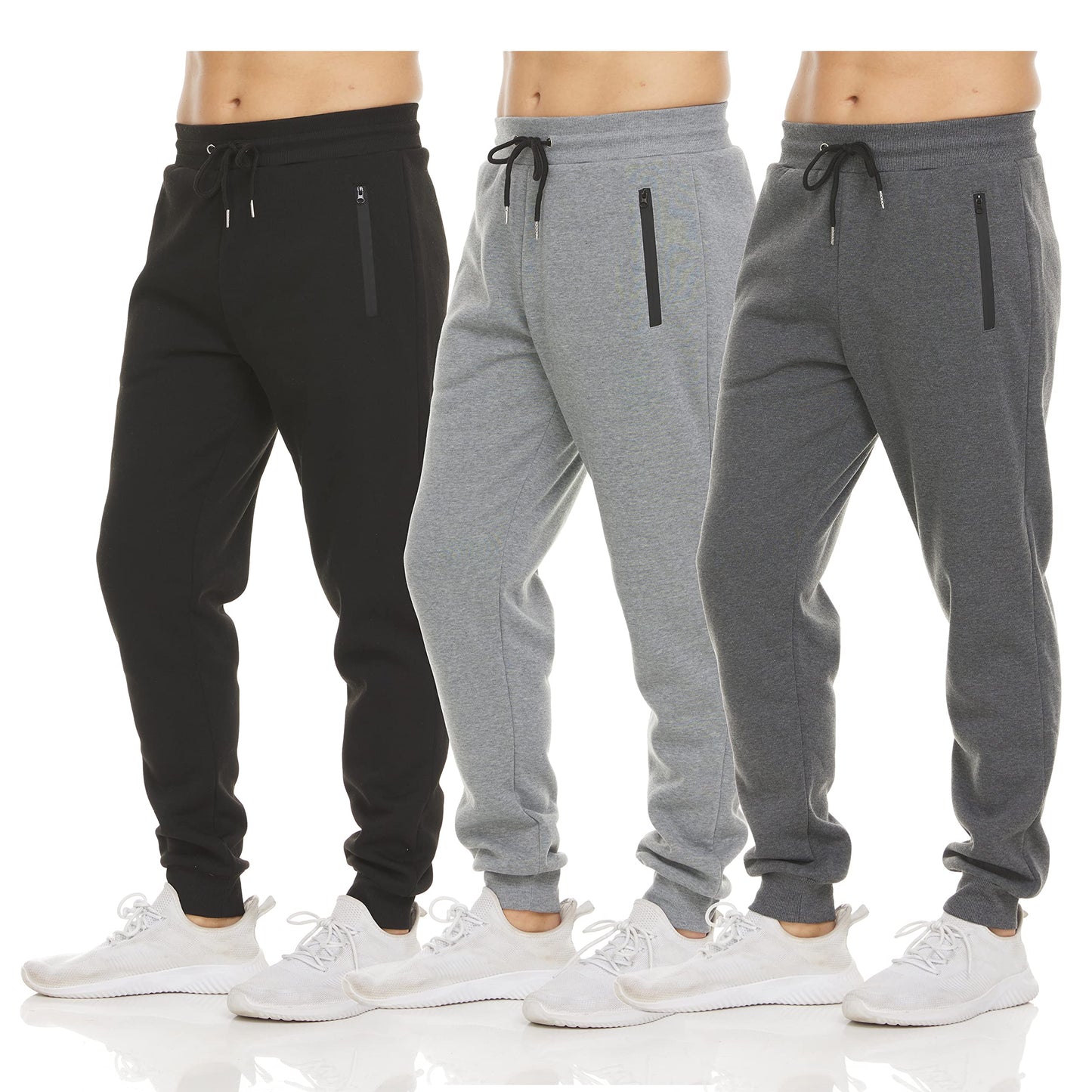 3 Pack Fleece Active Athletic Workout Jogger Sweatpants