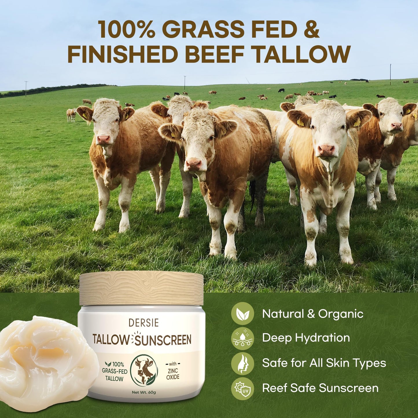 Beef Tallow Sunscreen with Zinc Oxide